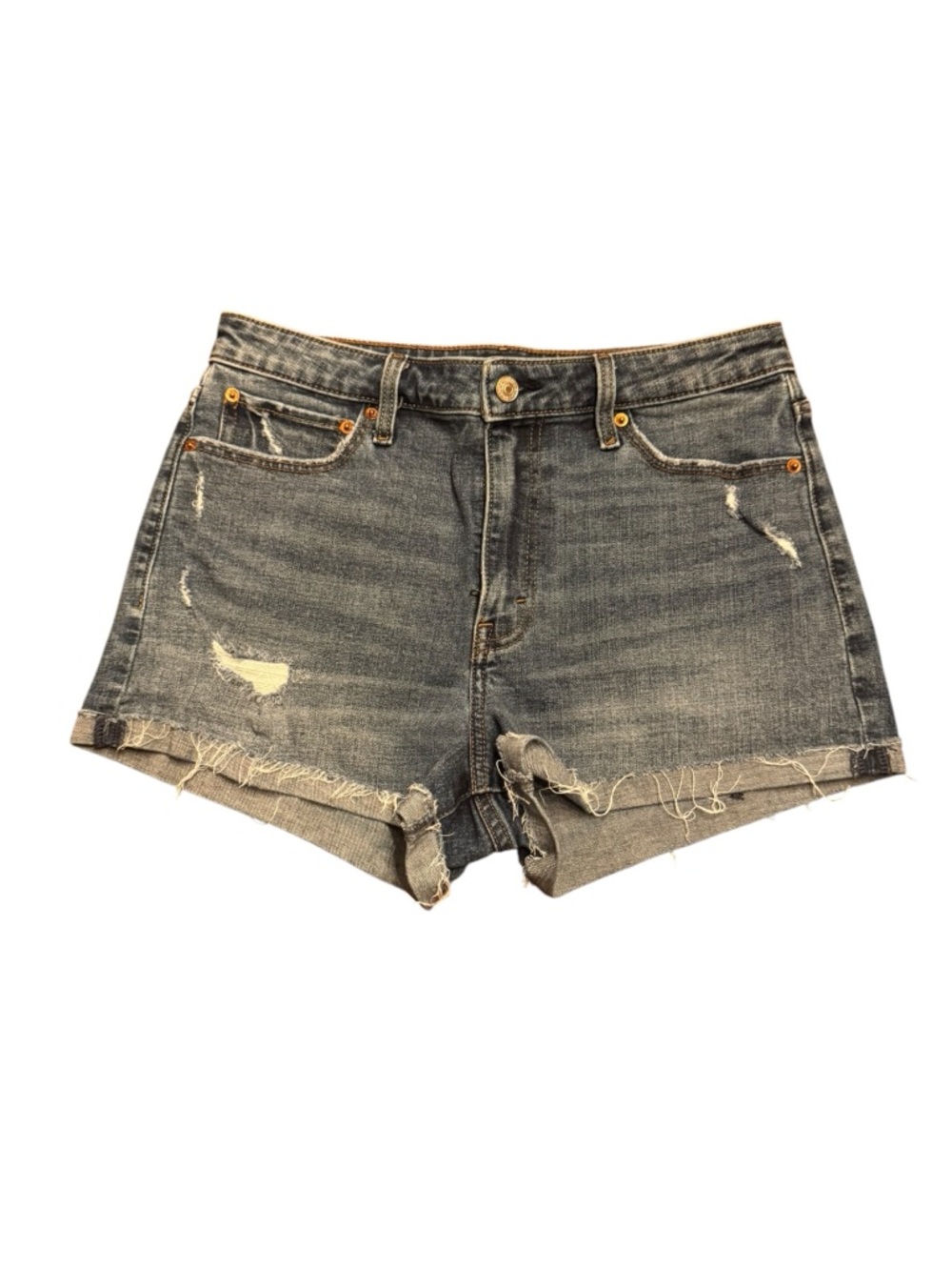 Abercrombie & Fitch Distressed High Rise Denim Shorts